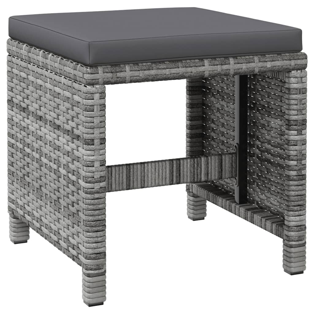 4-Piece Rattan Chair and Stool Set, Grey