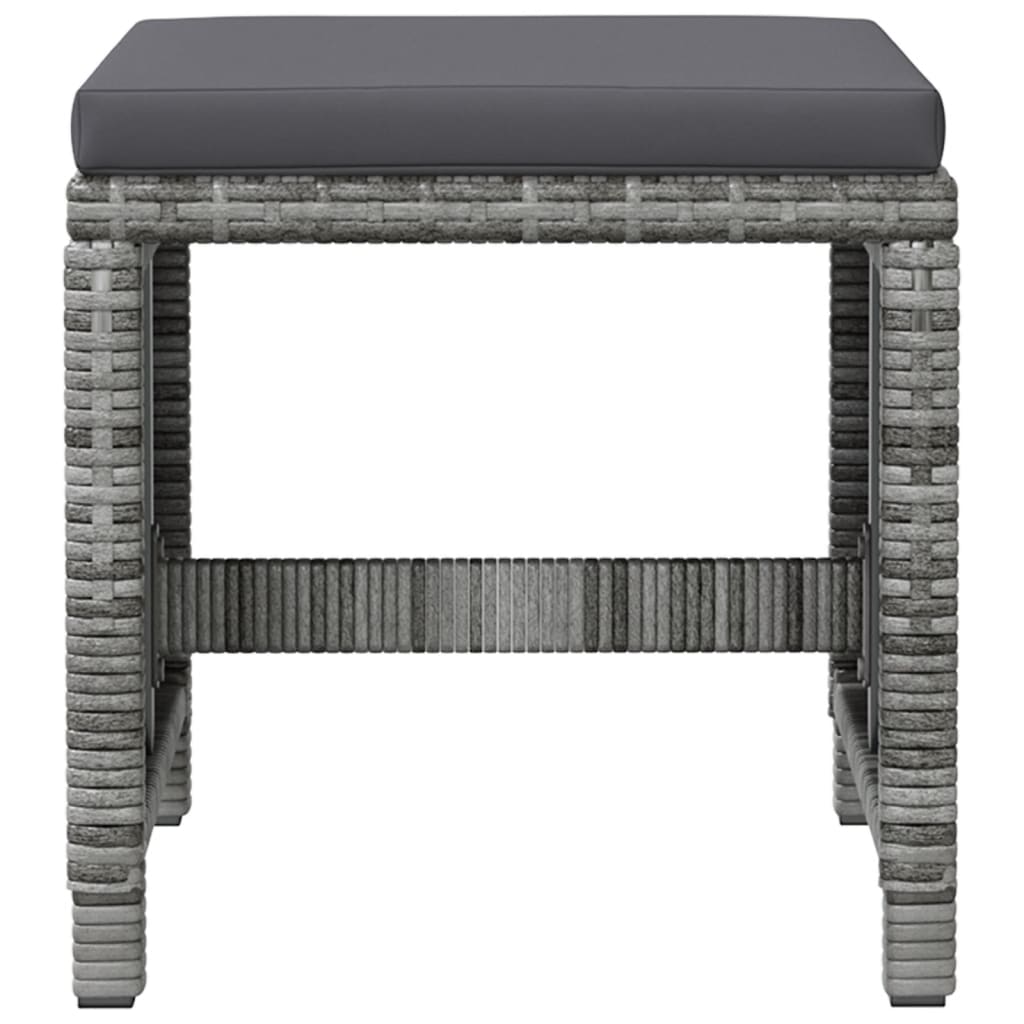 4-Piece Rattan Chair and Stool Set, Grey