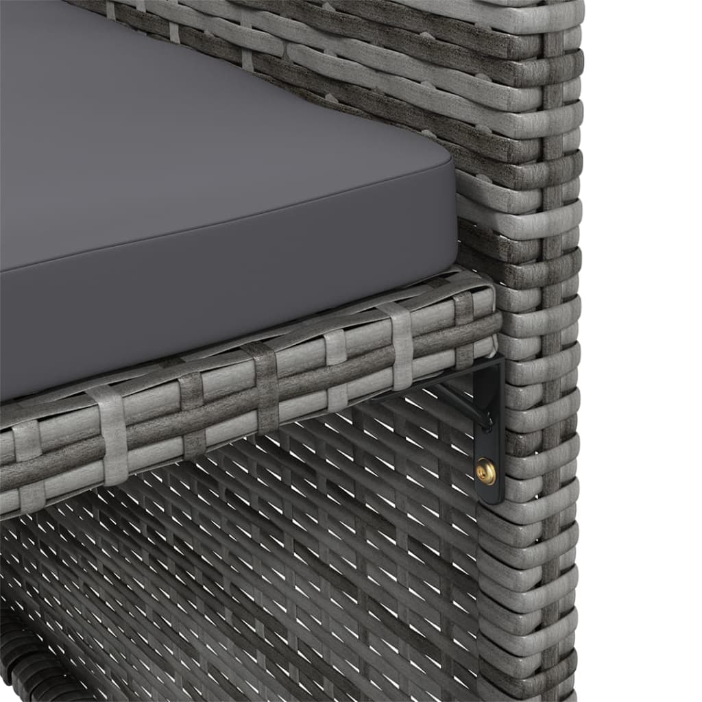 4-Piece Rattan Chair and Stool Set, Grey