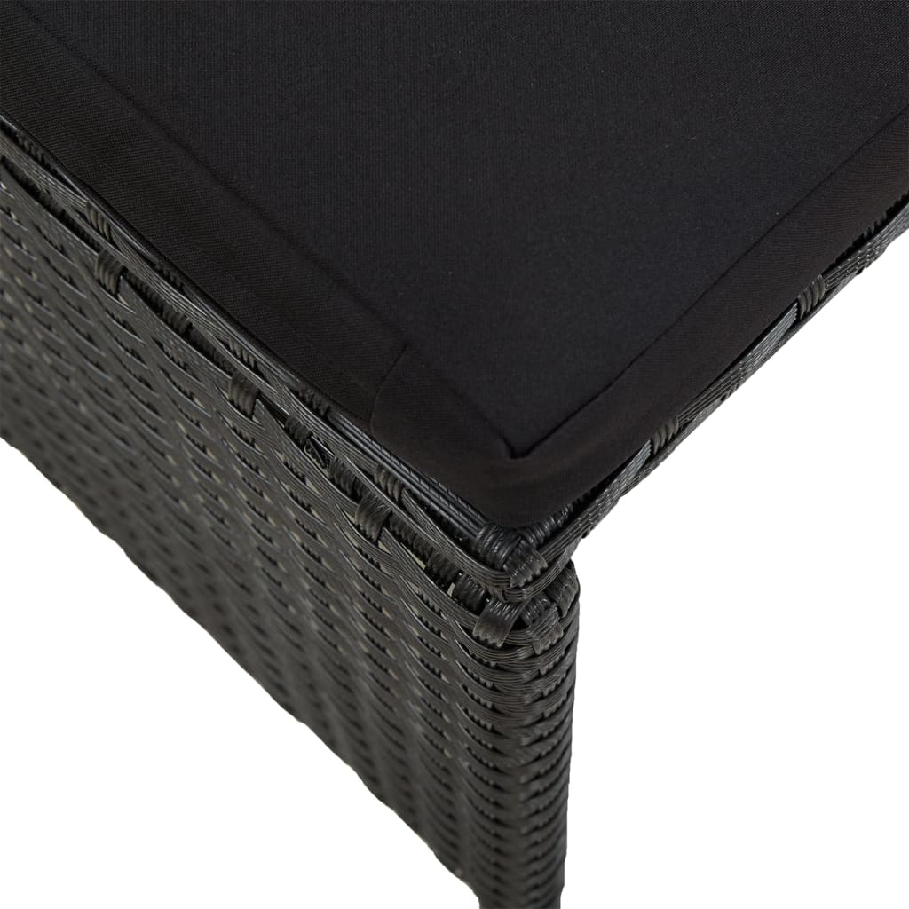 Garden stools with cushions, 2 pcs., black, poly rattan