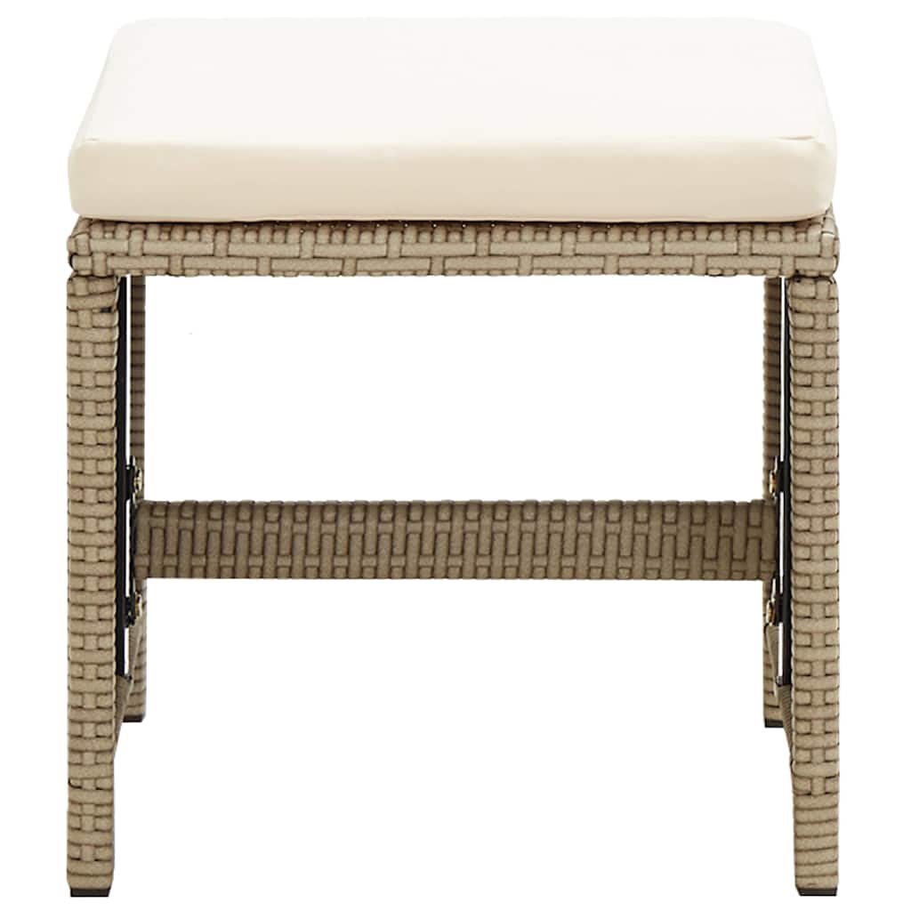 Garden chairs with footrests, 2 pcs., sand, poly rattan