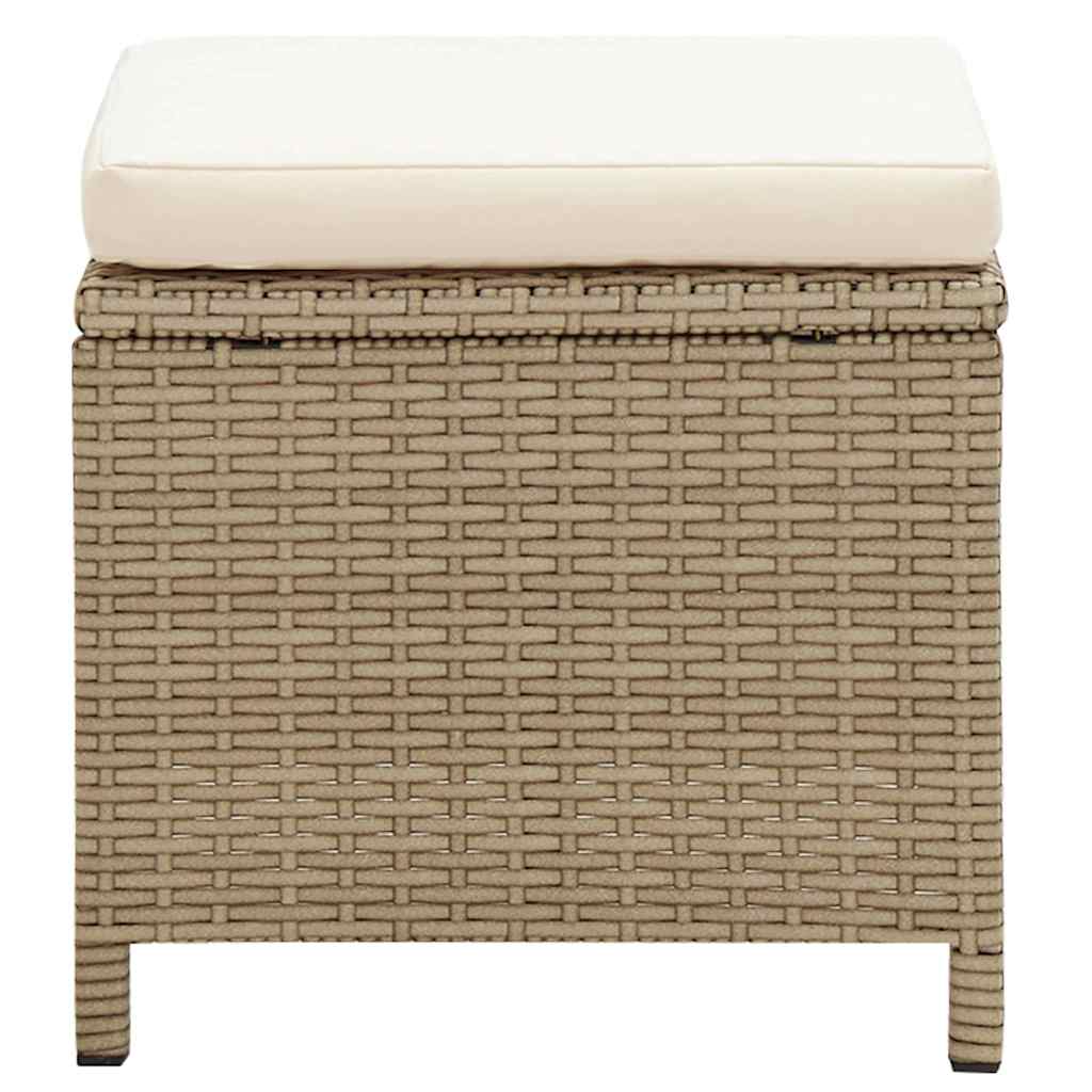 Garden chairs with footrests, 2 pcs., sand, poly rattan