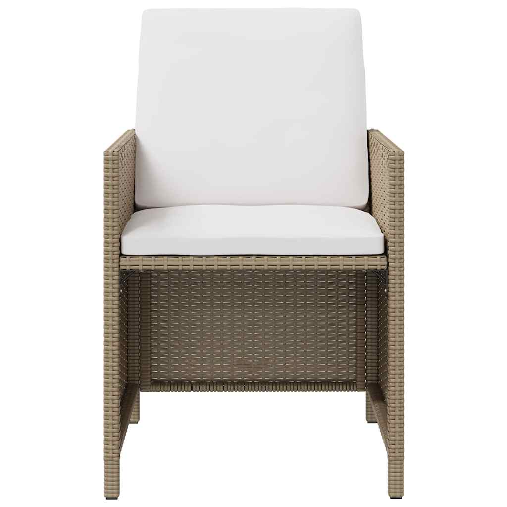 Garden chairs with footrests, 2 pcs., sand, poly rattan