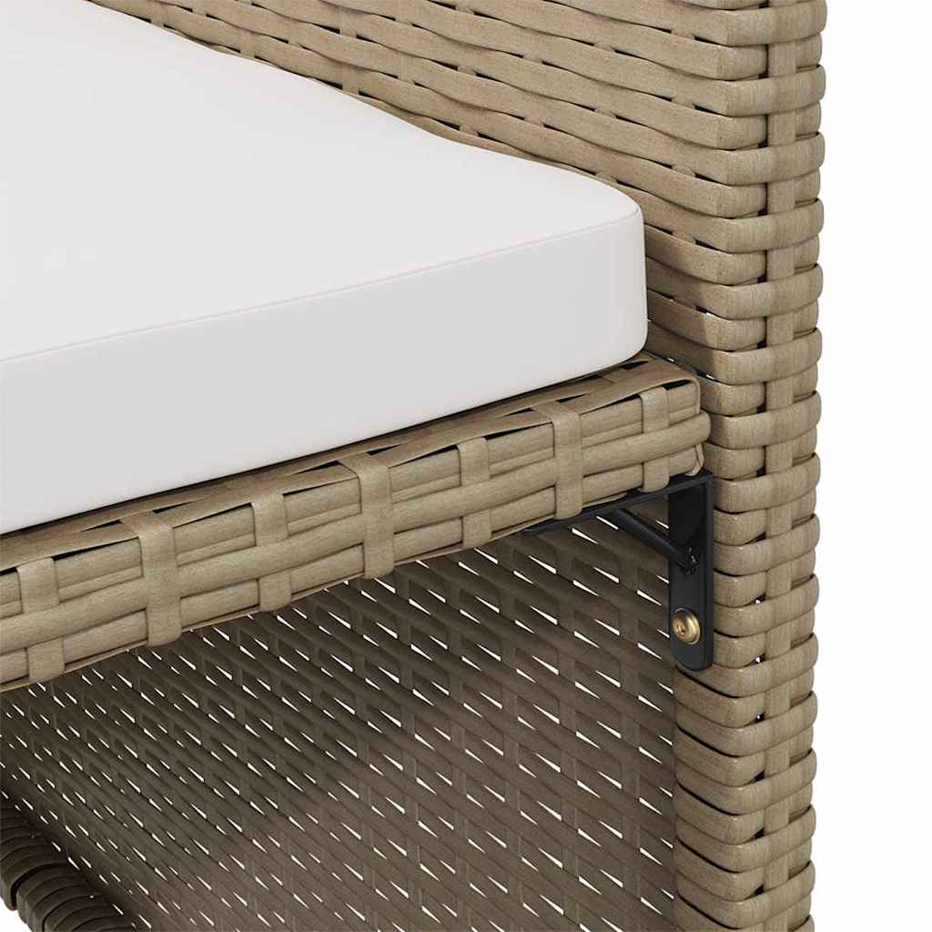 Garden chairs with footrests, 2 pcs., sand, poly rattan