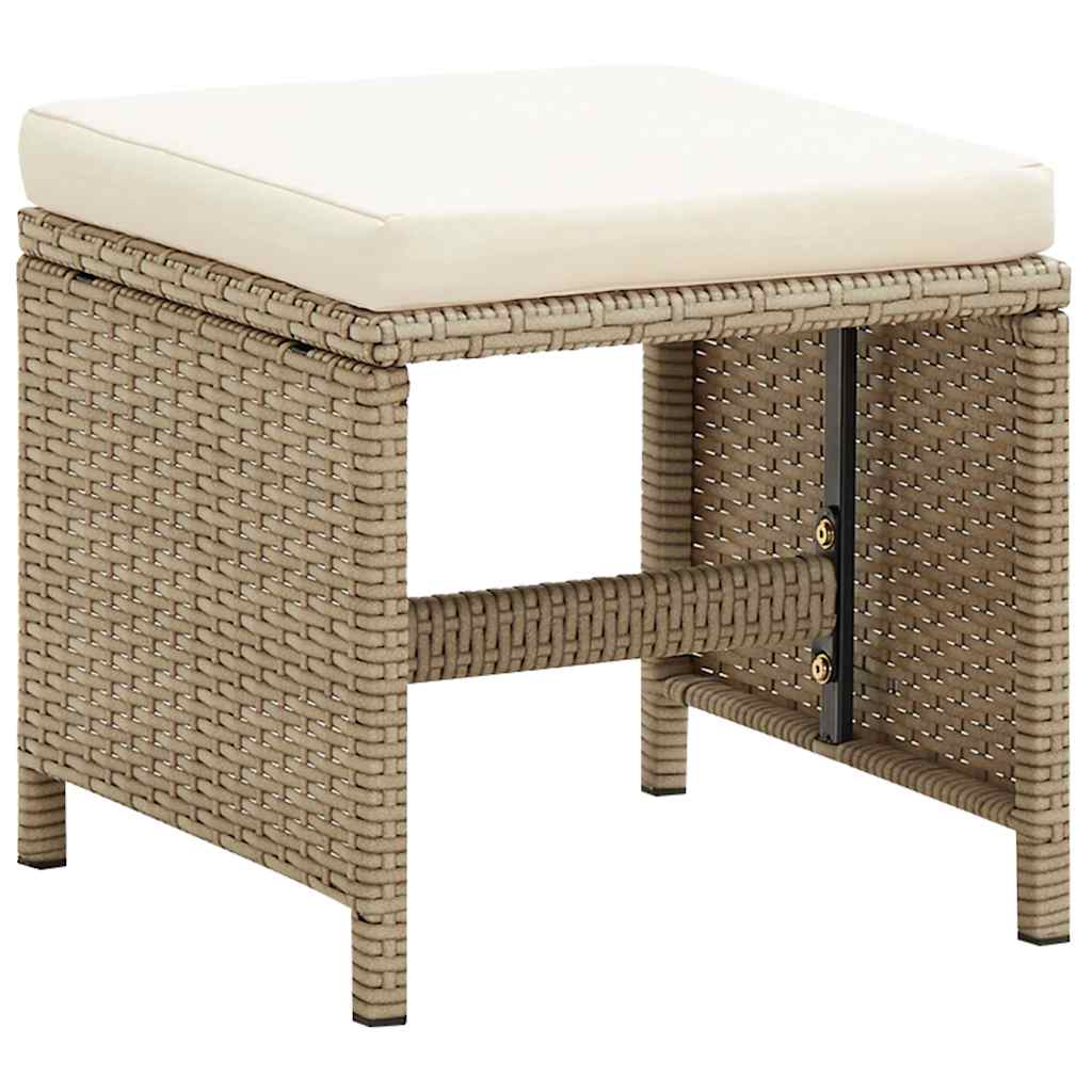 Garden chairs with footrests, 2 pcs., sand, poly rattan