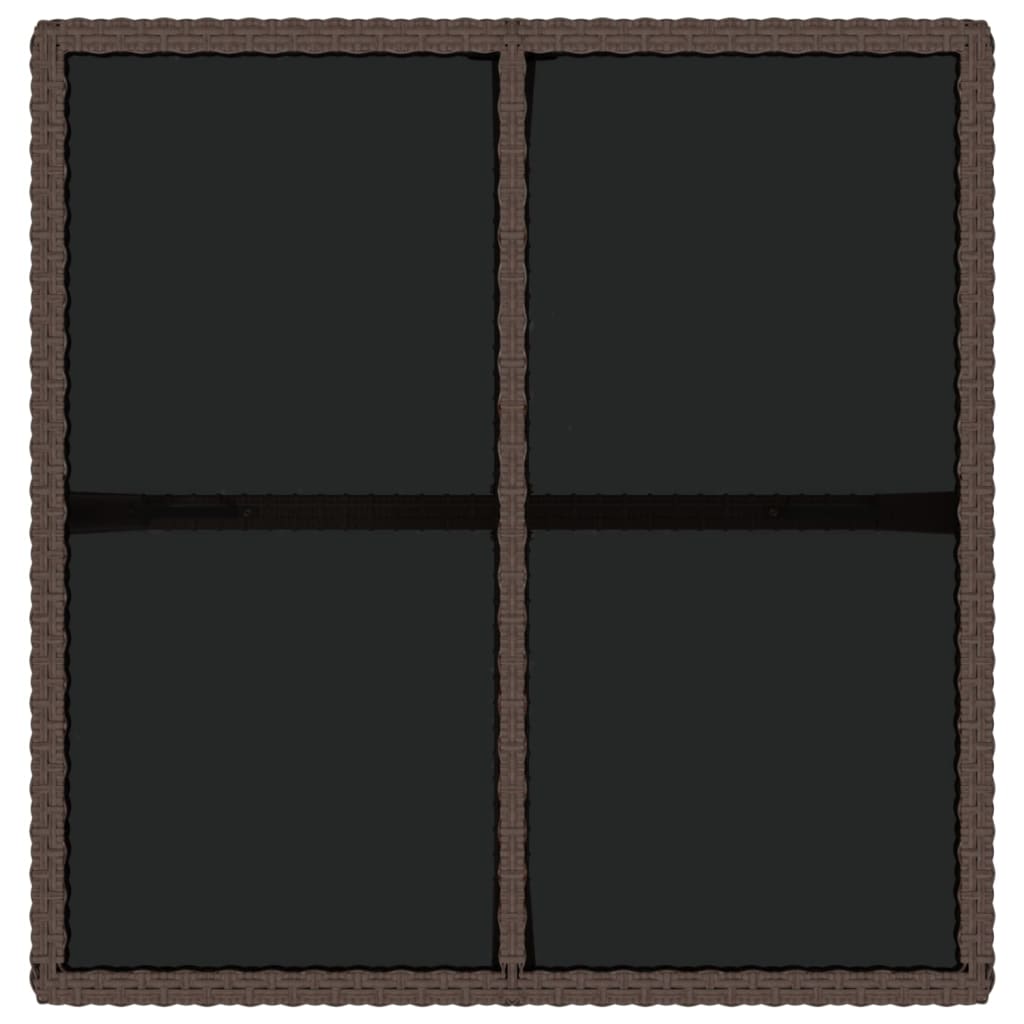 Sodo stalas, rudas, 109x107x74cm, poliratanas ir stiklas