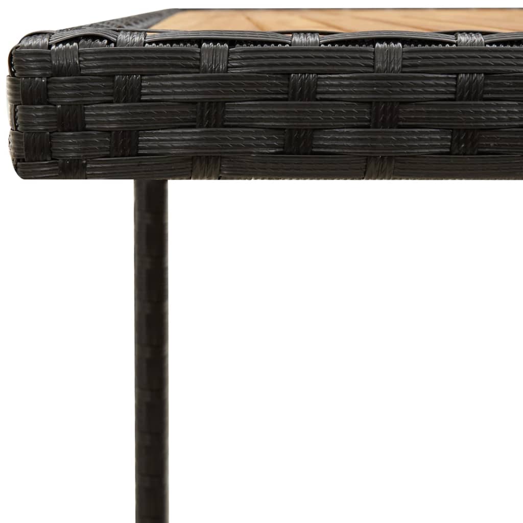 Garden table, black, 109x107x74cm, poly rattan and acacia