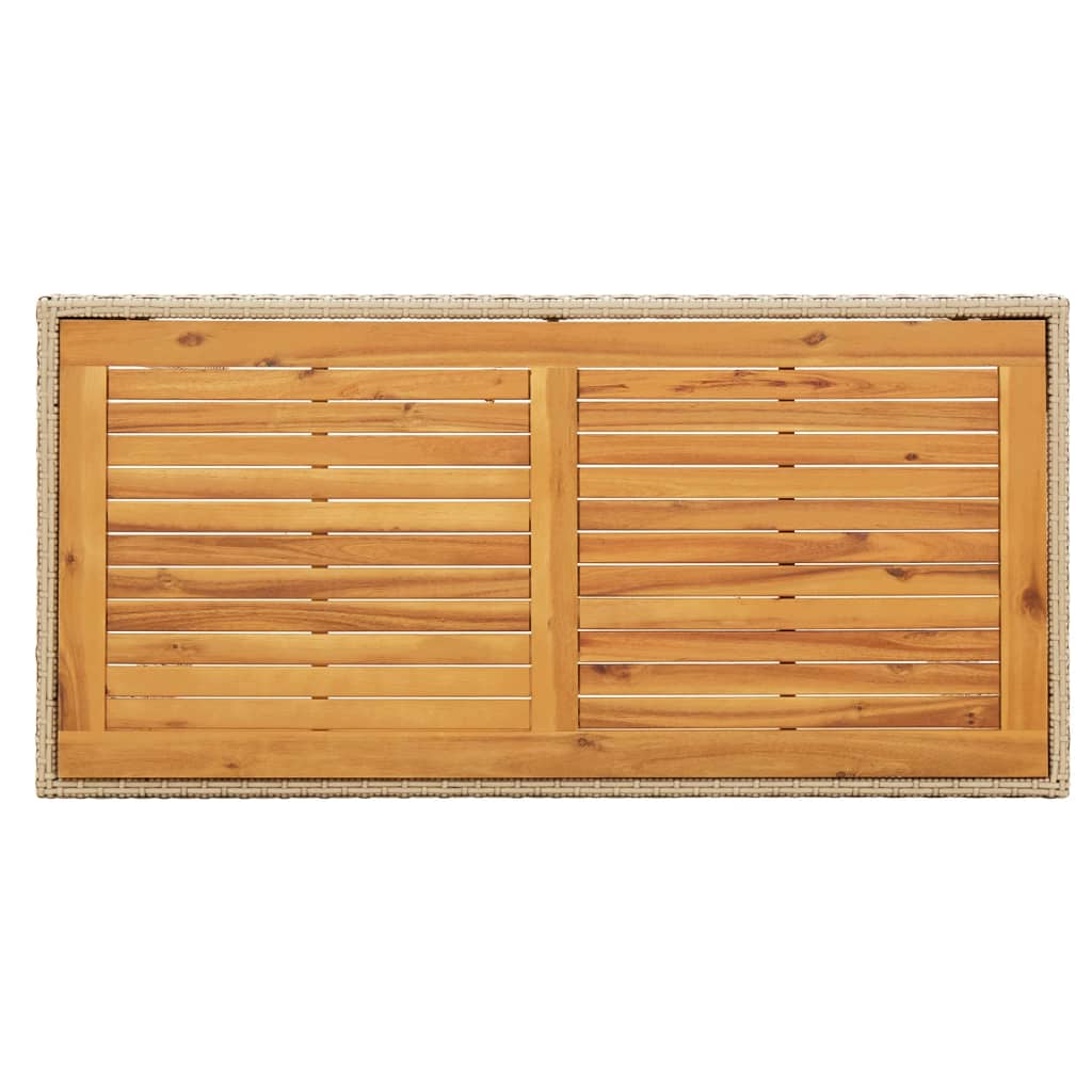 Sodo stalas, smėlio, 123x60x74cm, poliratanas ir akacija
