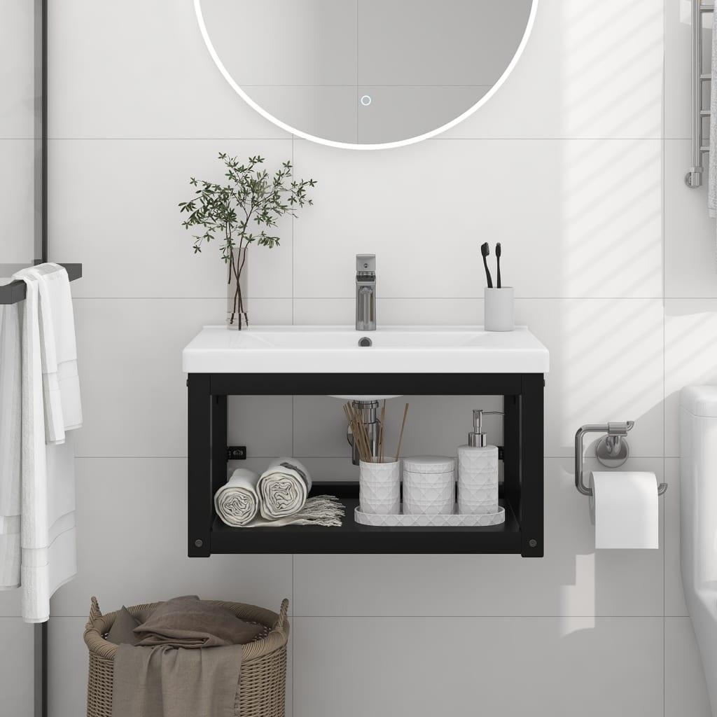 Bathroom basin frame, black, 59x38x31cm, iron