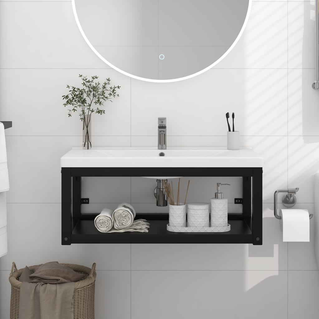 Bathroom sink frame, black, 79x38x31cm, iron