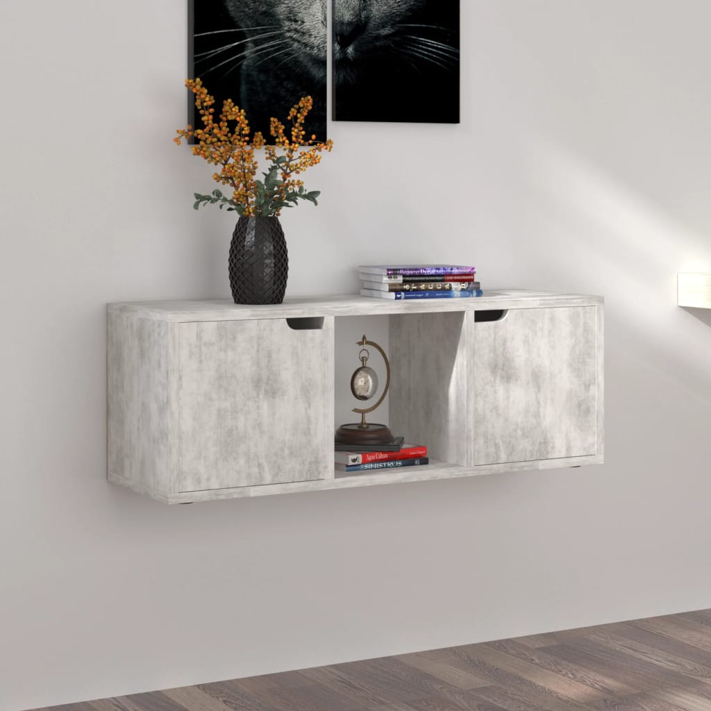 TV skapītis, betons, 88,5x27,5x30,5 cm, koks