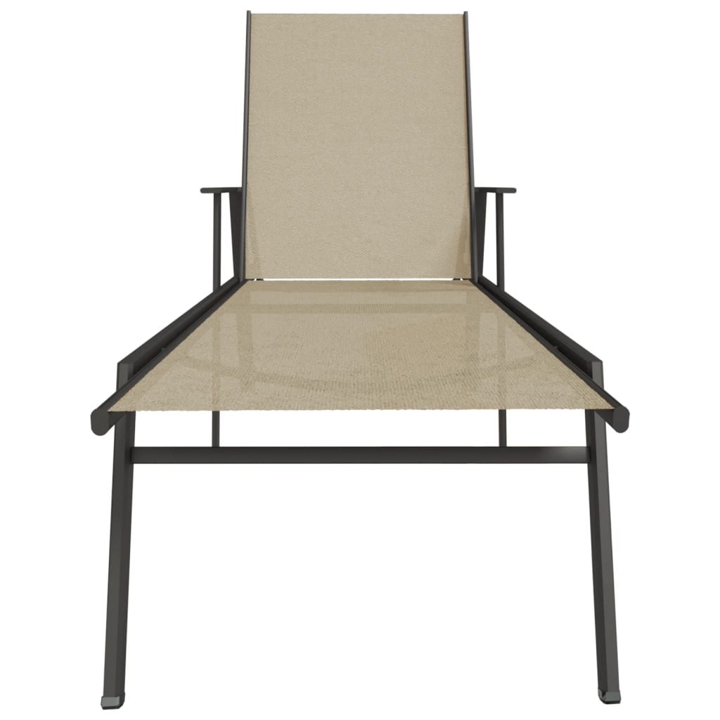 Sun lounger, cream, steel and textilene