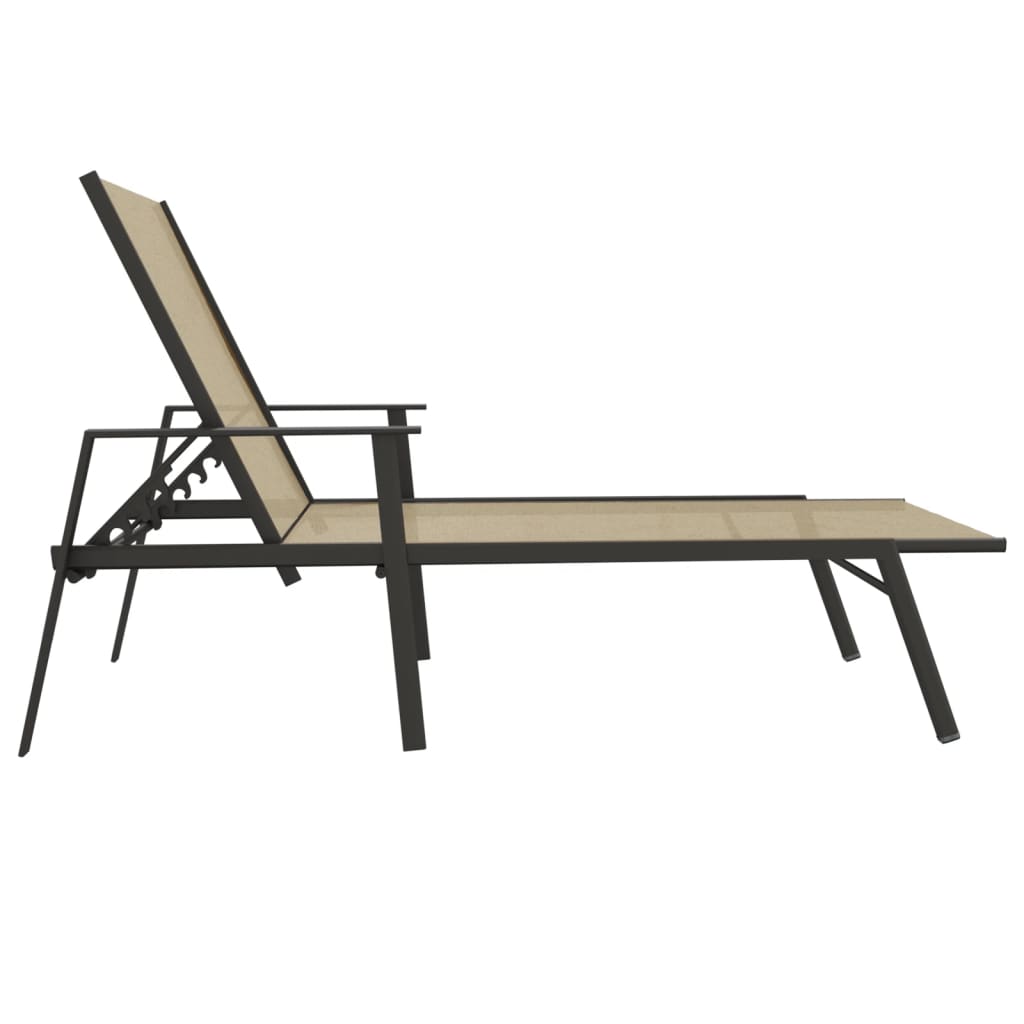 Sun lounger, cream, steel and textilene