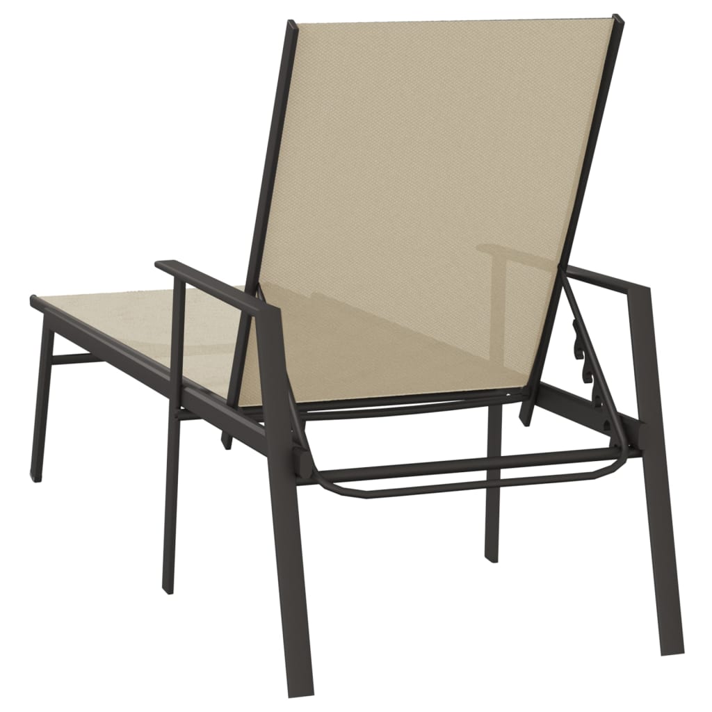 Sun lounger, cream, steel and textilene