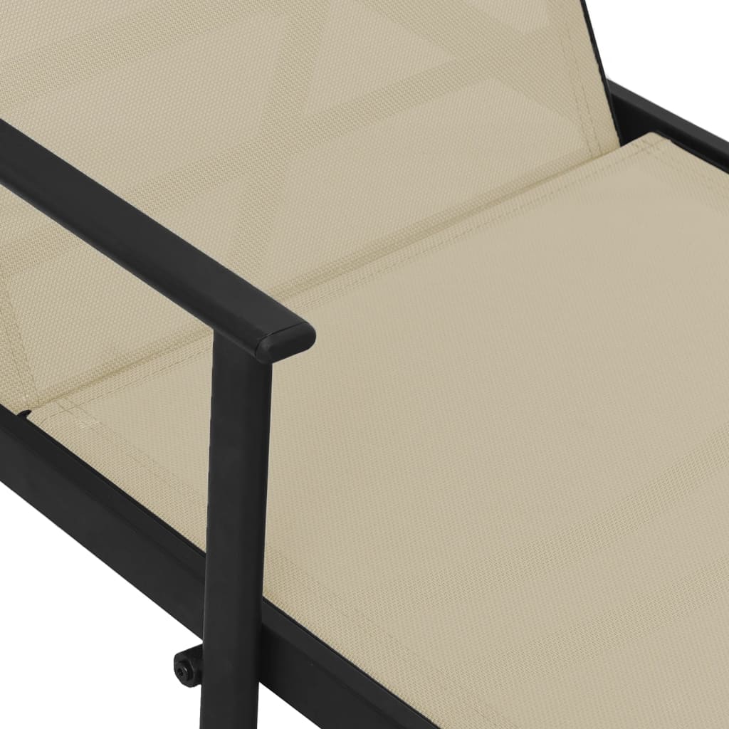 Sun lounger, cream, steel and textilene