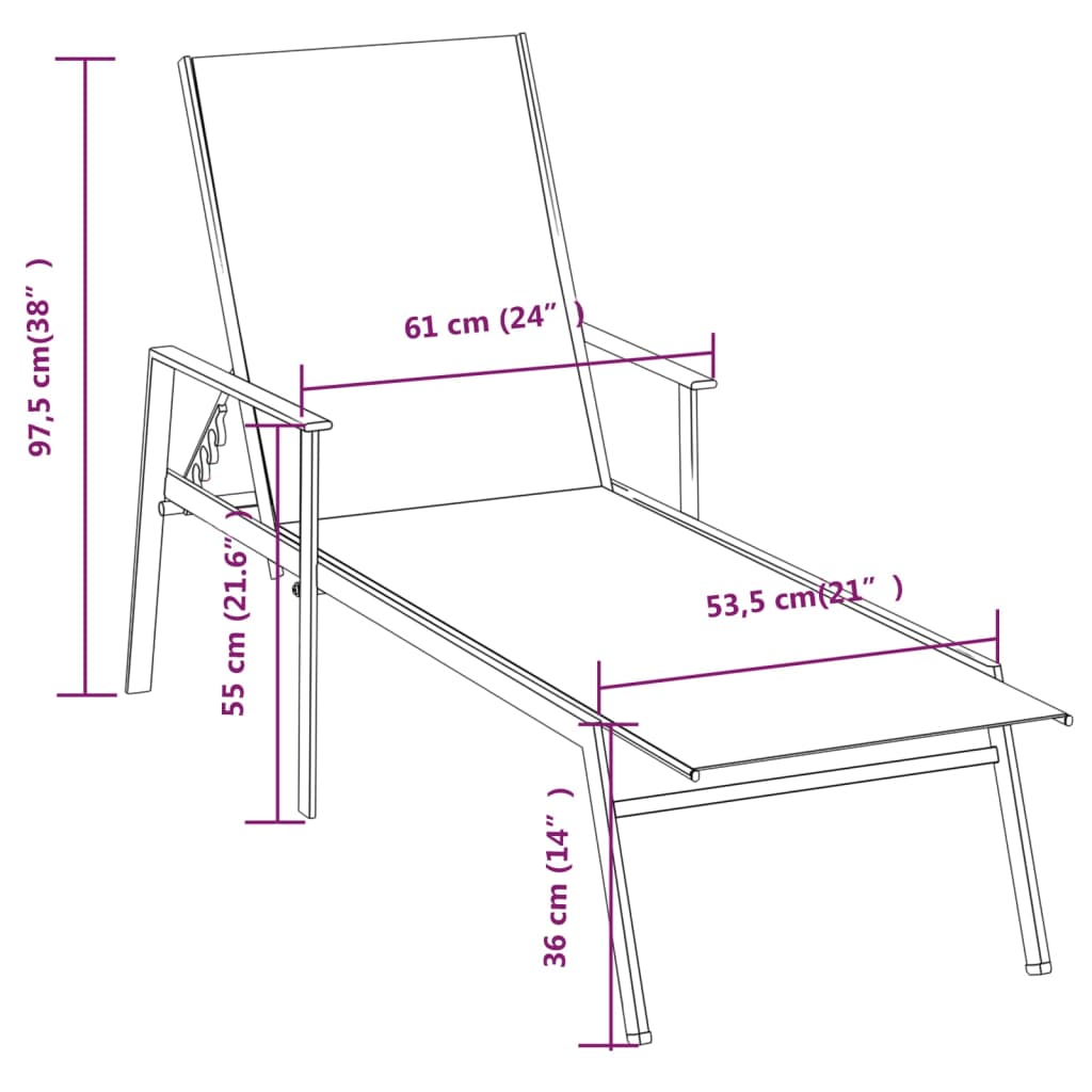 Sun lounger, cream, steel and textilene