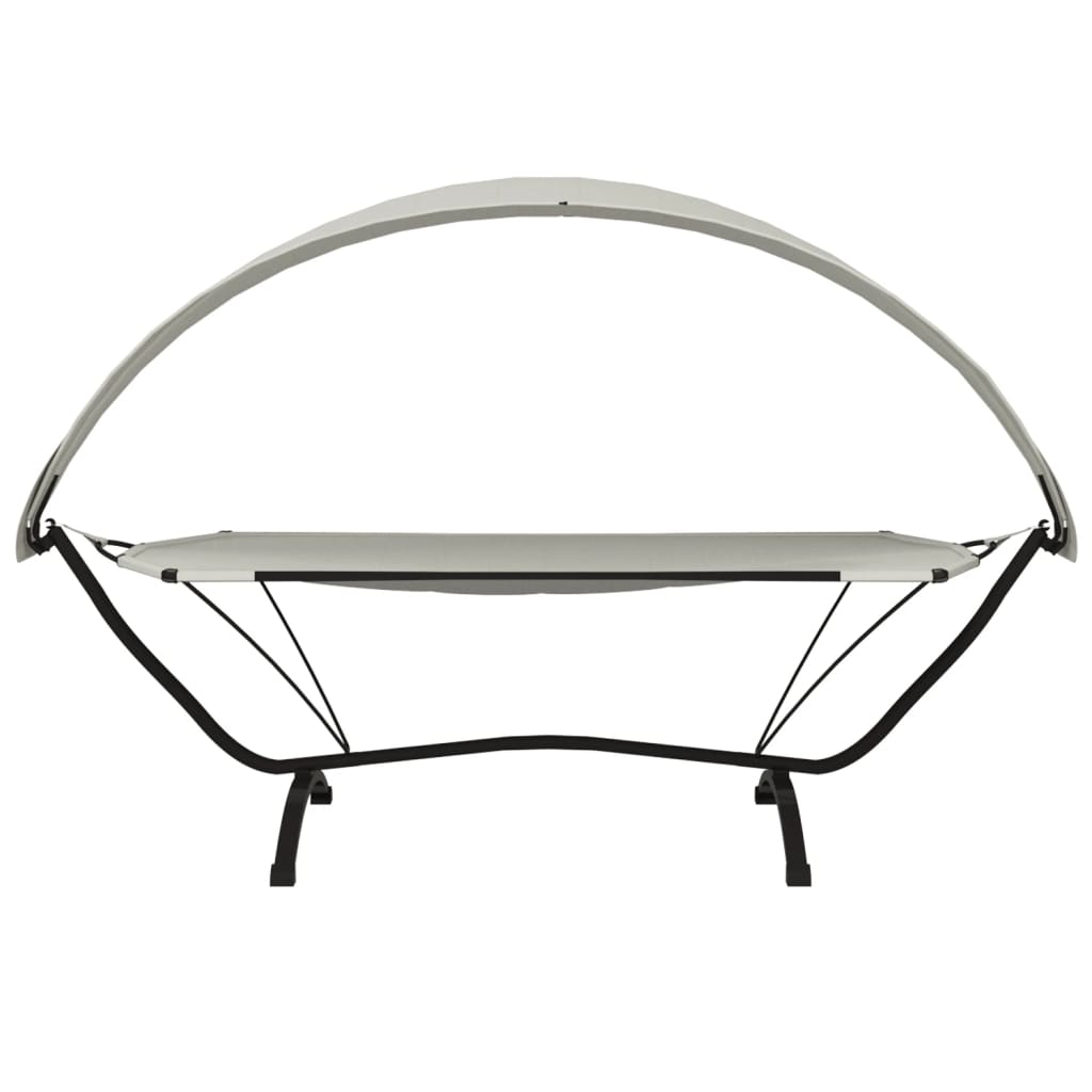 Outdoor sun lounger with canopy, cream, steel and Oxford fabric