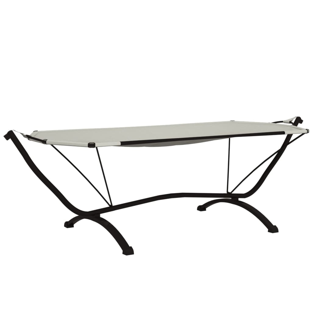 Outdoor sun lounger with canopy, cream, steel and Oxford fabric