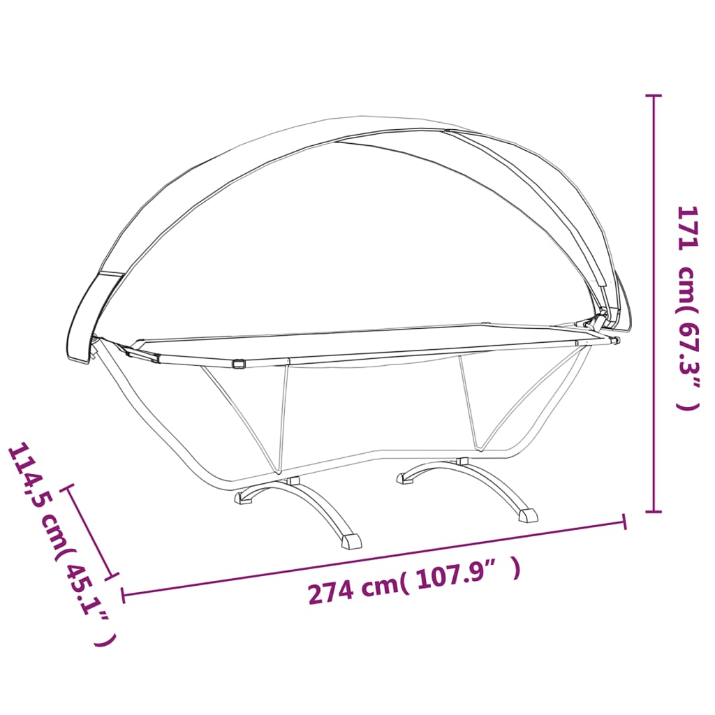 Outdoor sun lounger with canopy, cream, steel and Oxford fabric