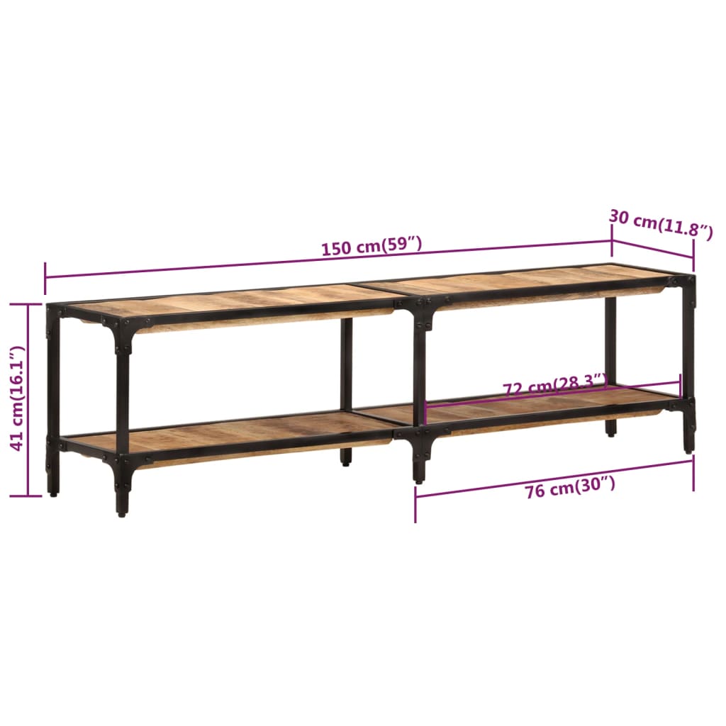TV cabinet, 150x30x41cm, solid mango wood