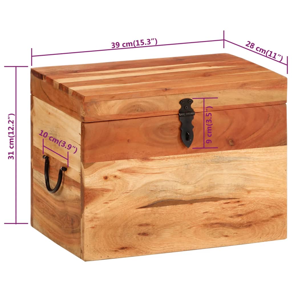 Storage box, 39x28x31cm, solid acacia wood