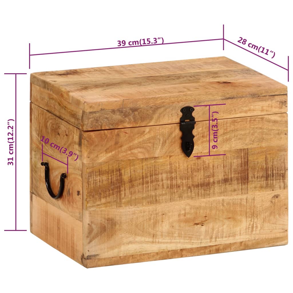 Storage box, 39x28x31cm, solid mango wood