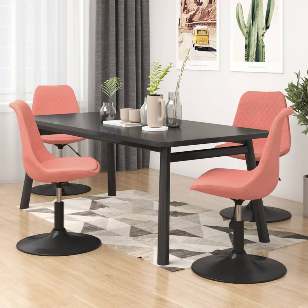 Swivel Dining Chairs, 4 pcs, Pink Velvet