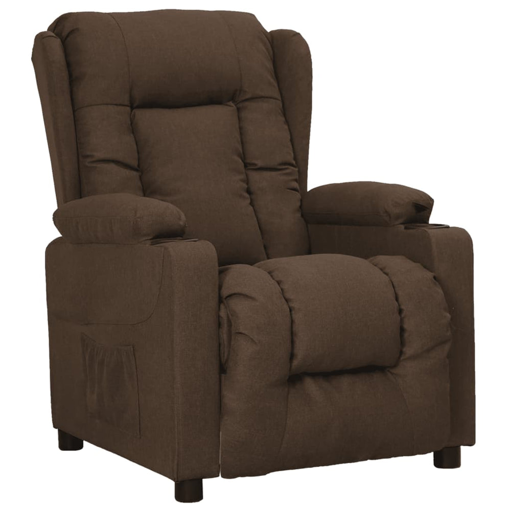 Reclining armchair, brown, fabric