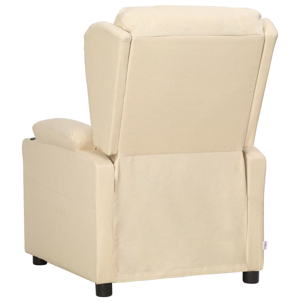 Recliner armchair, cream-colored, fabric