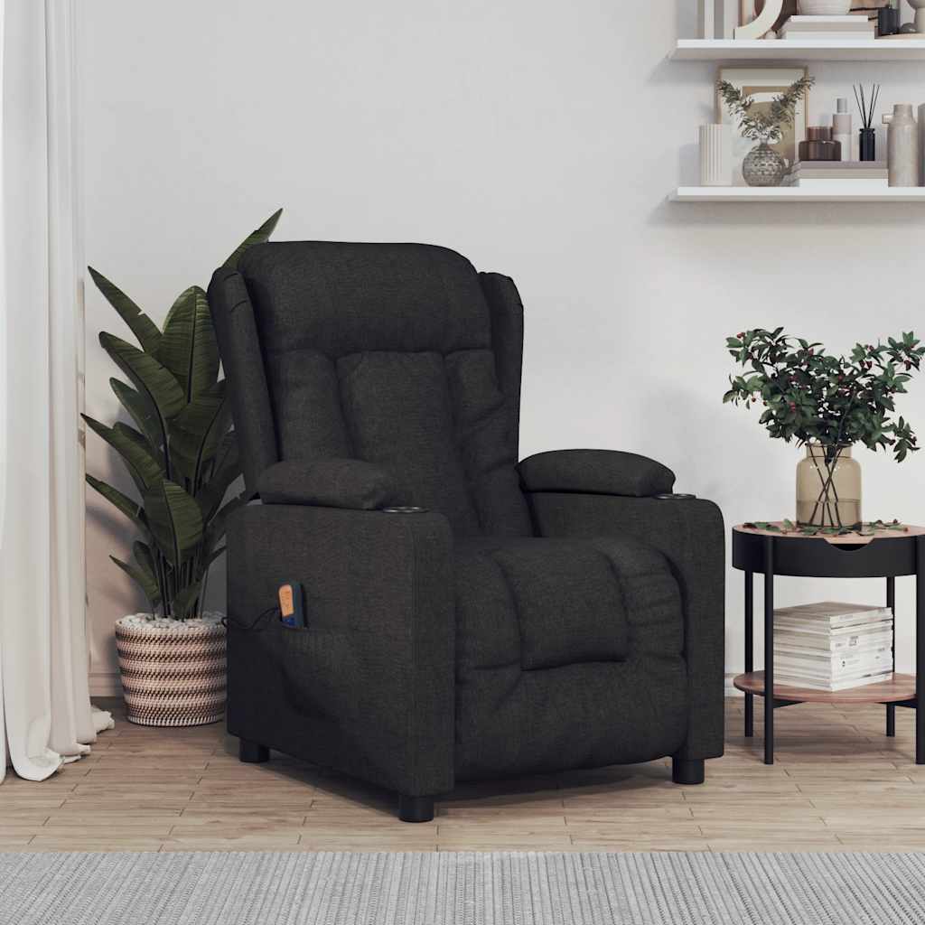 Massage chair, black, fabric