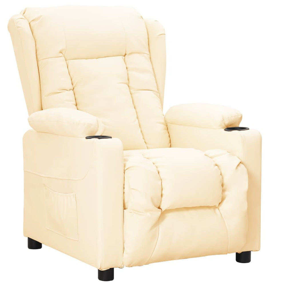 Recliner, cream, faux leather