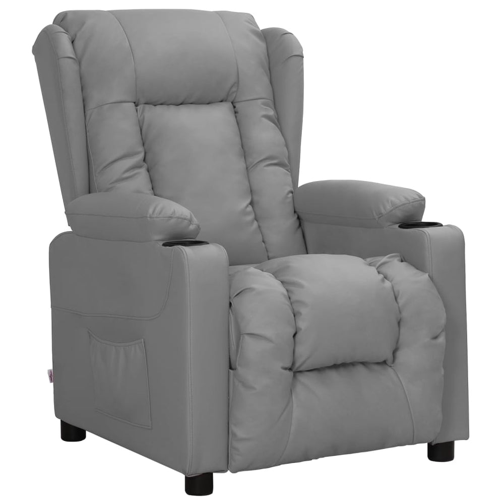 Recliner, grey, artificial leather