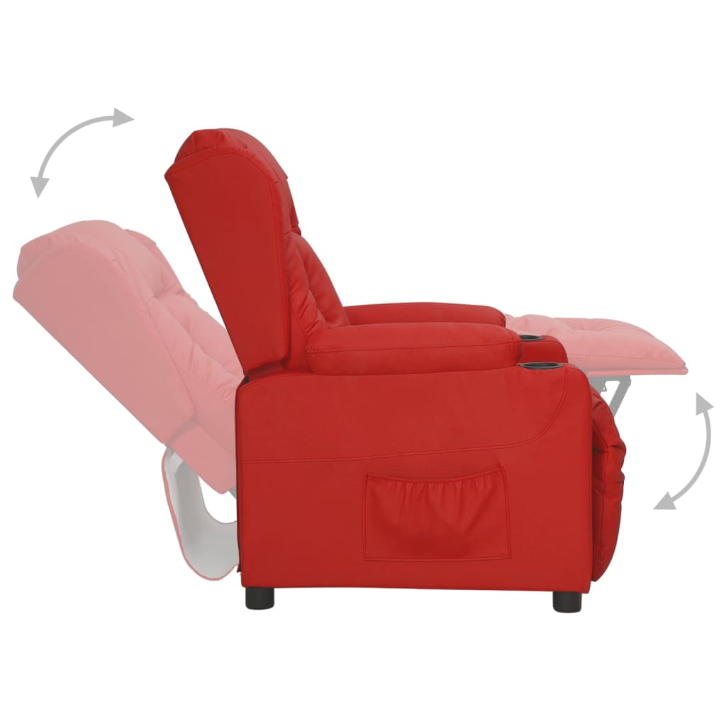 Recliner, burgundy, faux leather