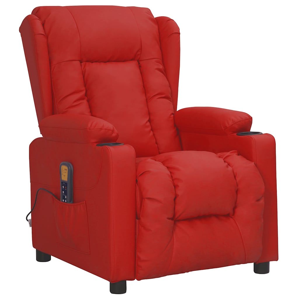 Massage chair, burgundy, faux leather
