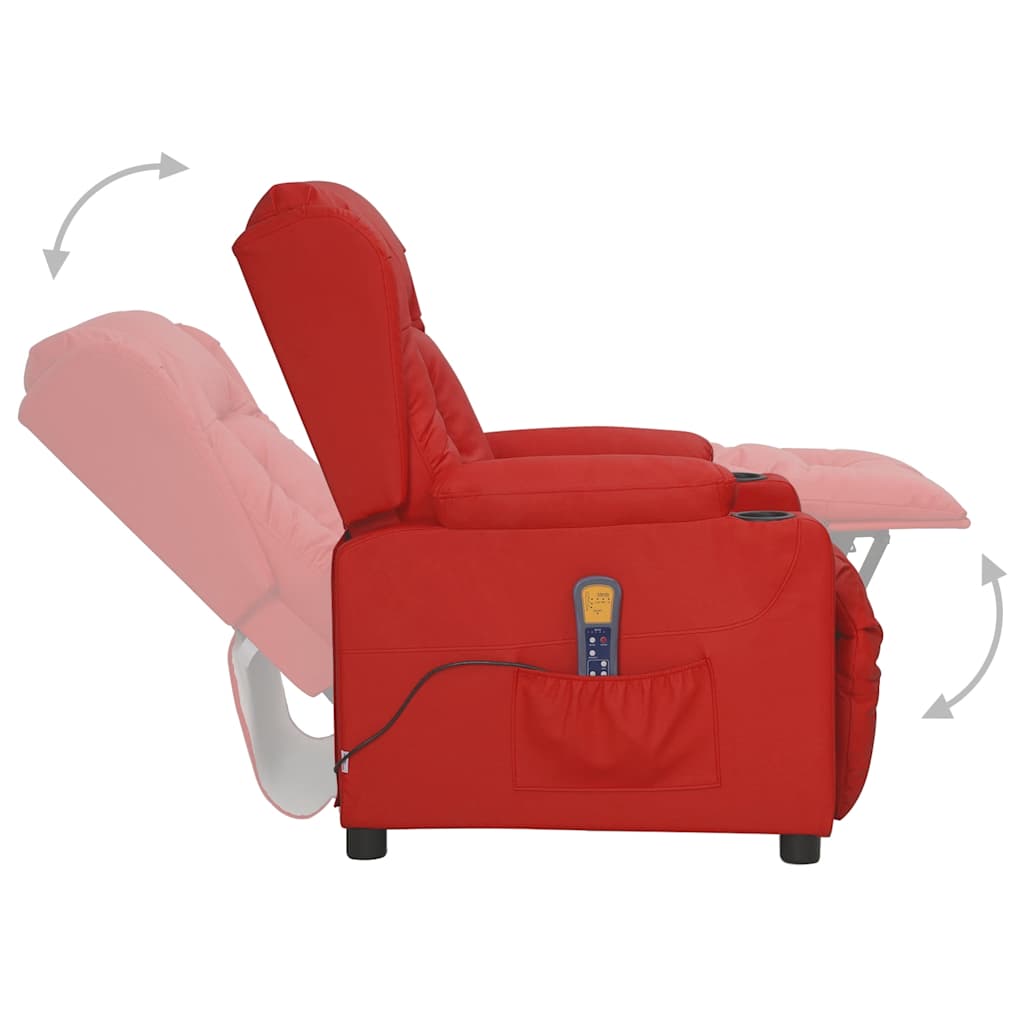 Massage chair, burgundy, faux leather