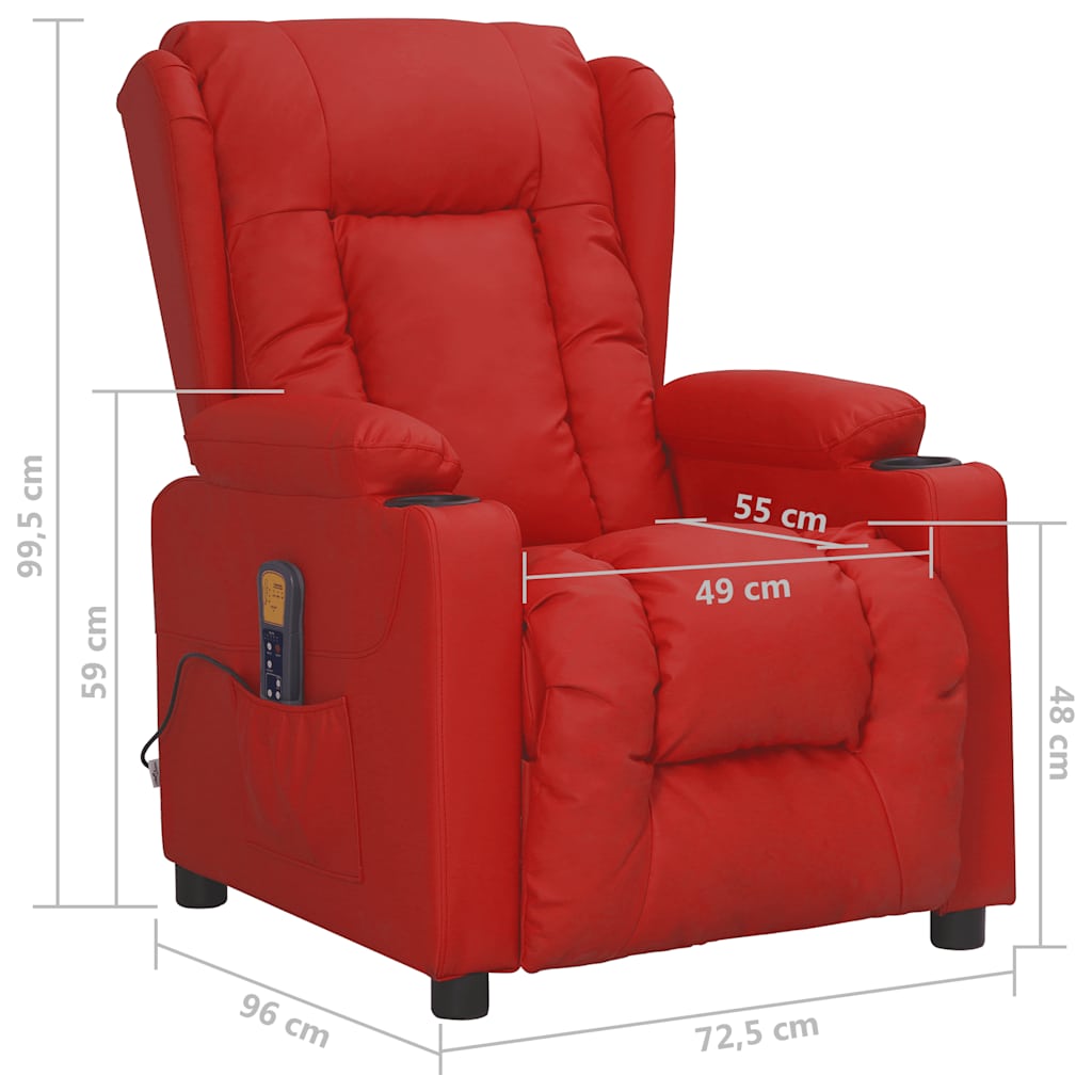 Massage chair, burgundy, faux leather