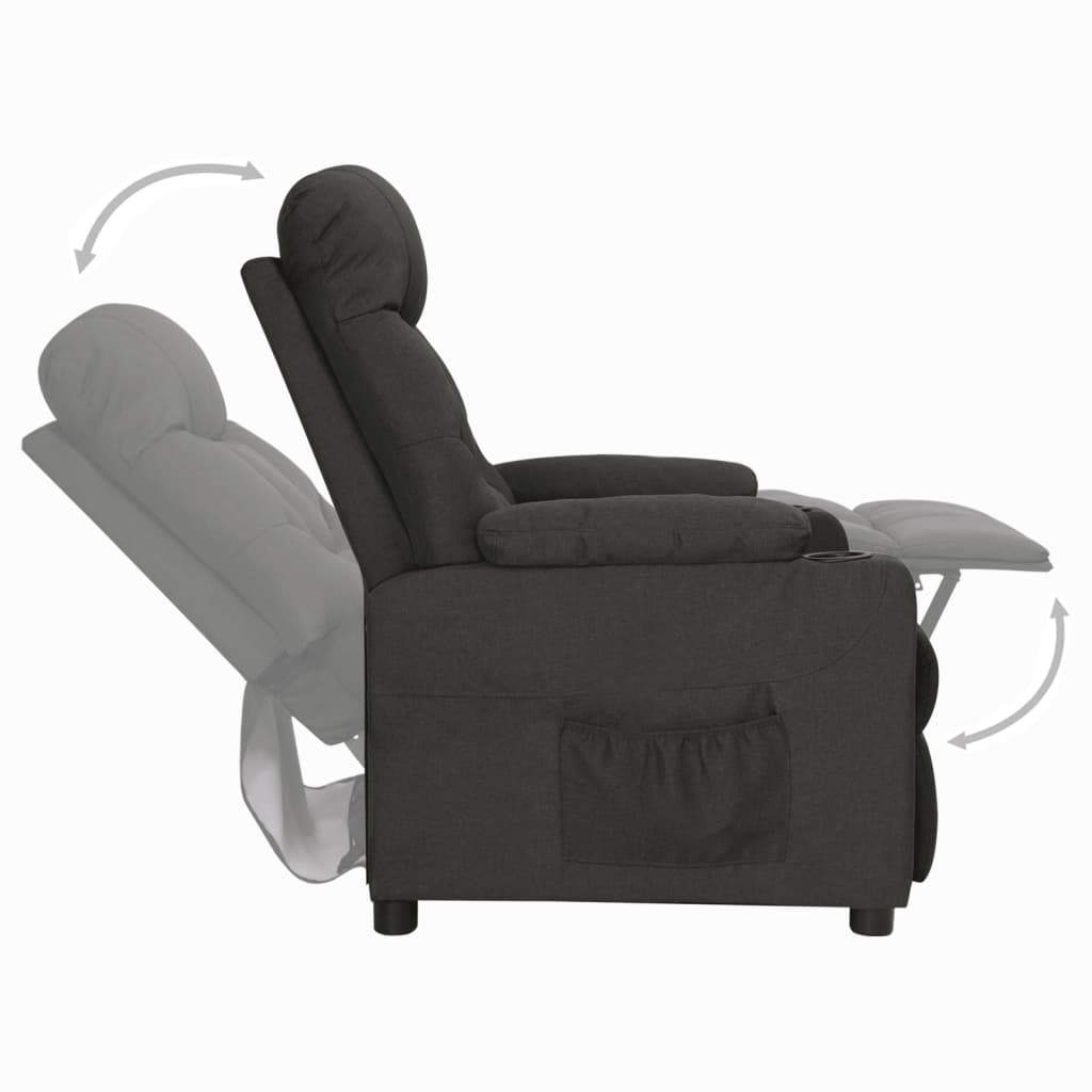 Reclining armchair, black, fabric