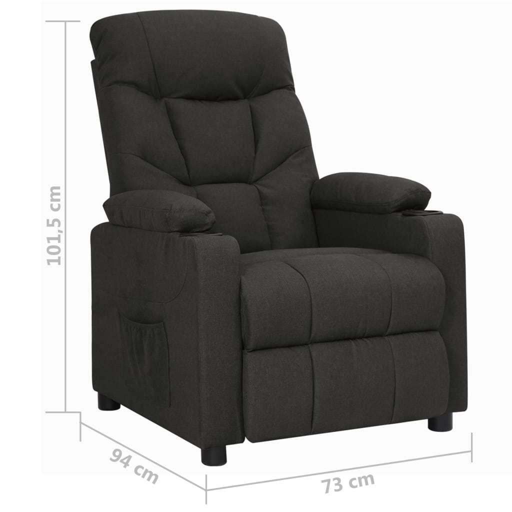 Reclining armchair, black, fabric