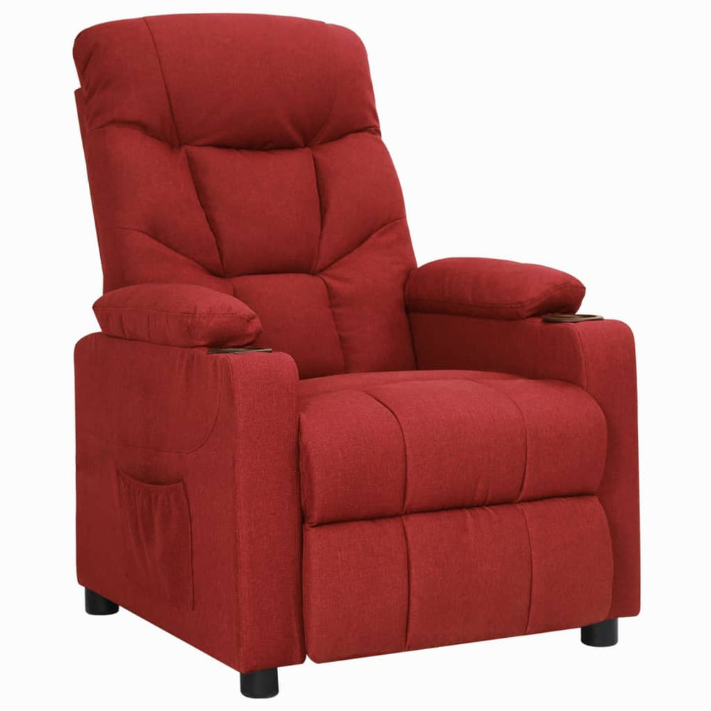 Recliner, burgundy, fabric
