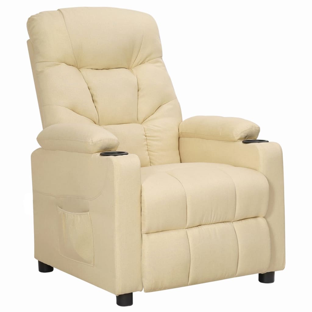 Recliner armchair, cream-colored, fabric