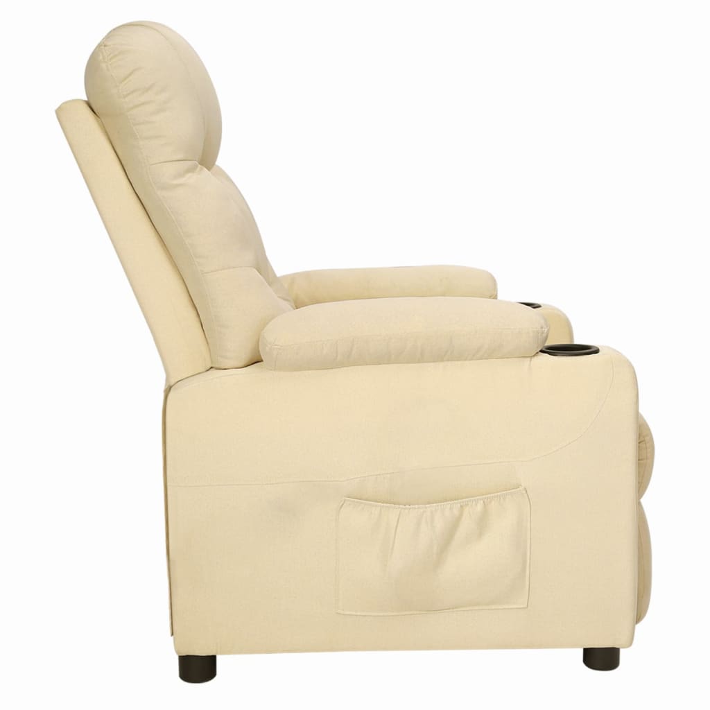 Recliner armchair, cream-colored, fabric
