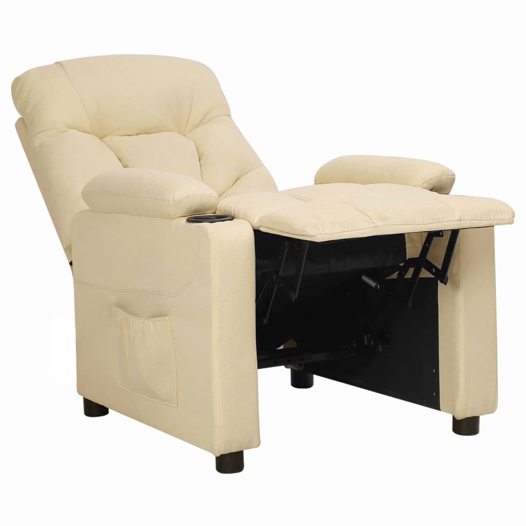 Recliner armchair, cream-colored, fabric