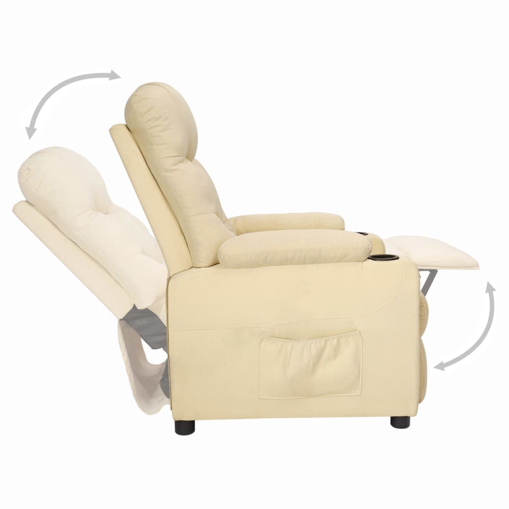 Recliner armchair, cream-colored, fabric