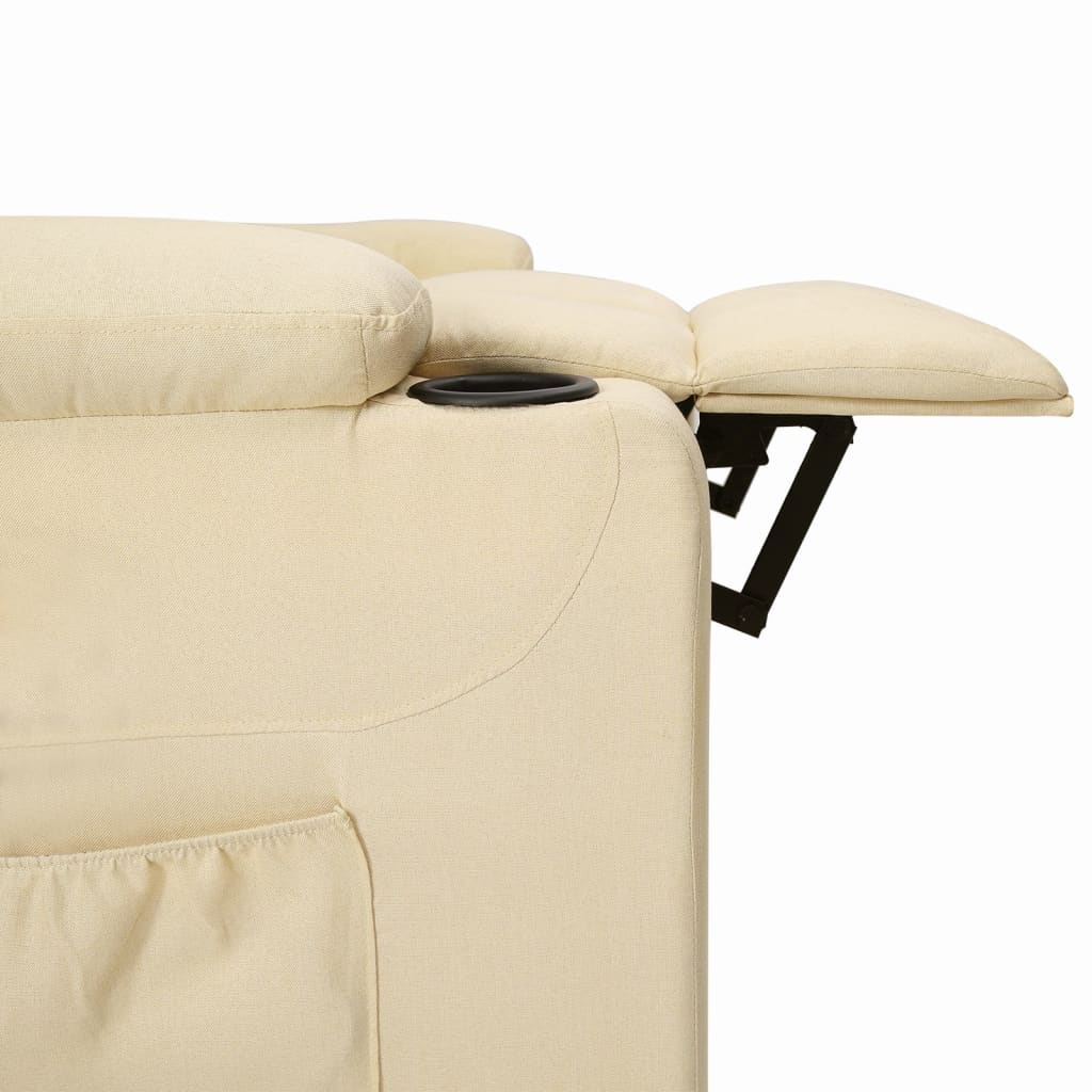Recliner armchair, cream-colored, fabric