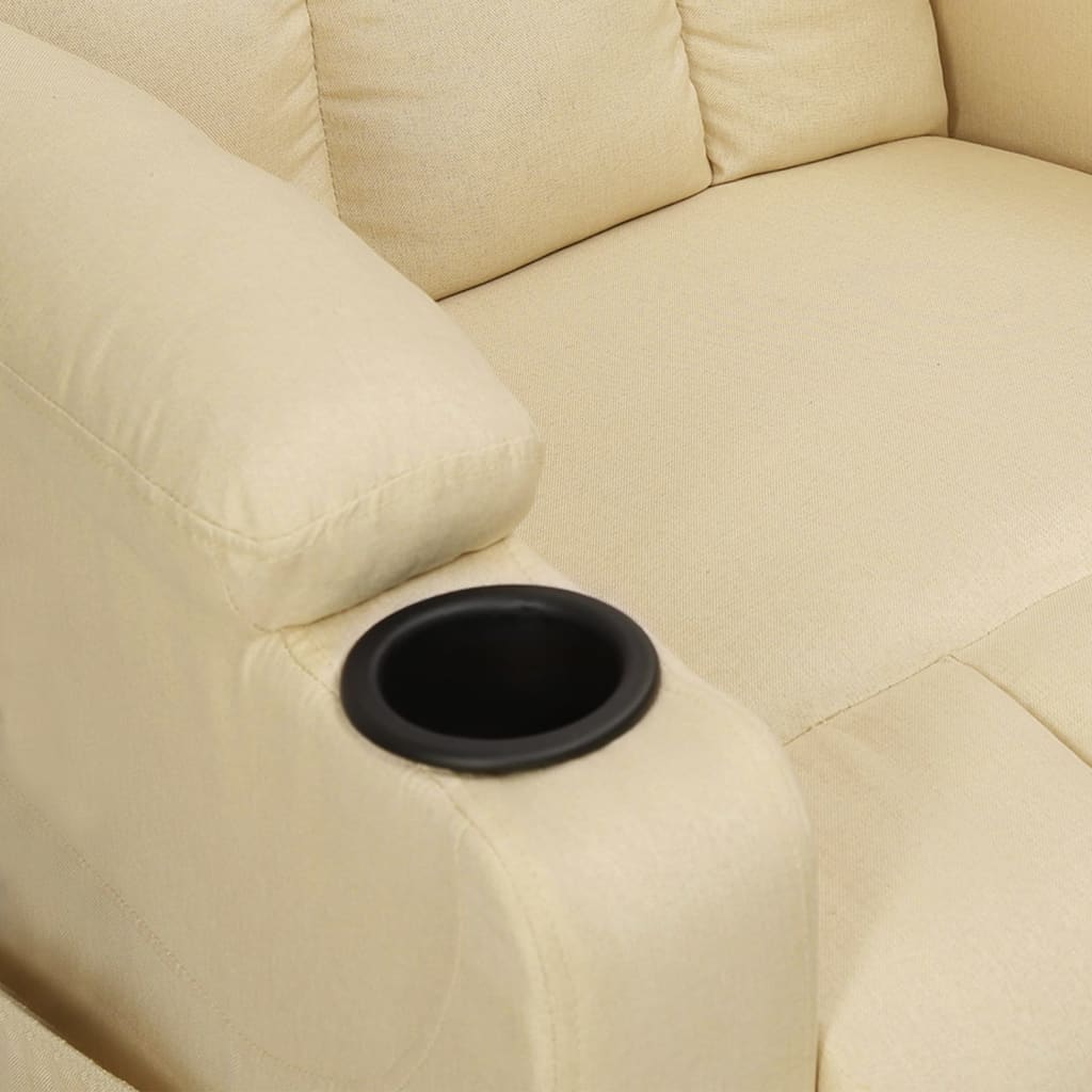 Recliner armchair, cream-colored, fabric