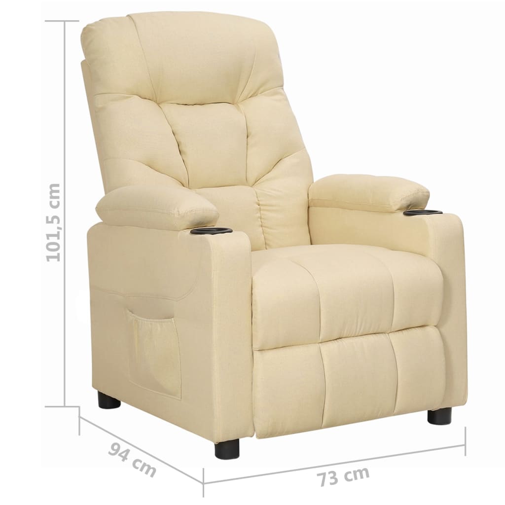 Recliner armchair, cream-colored, fabric