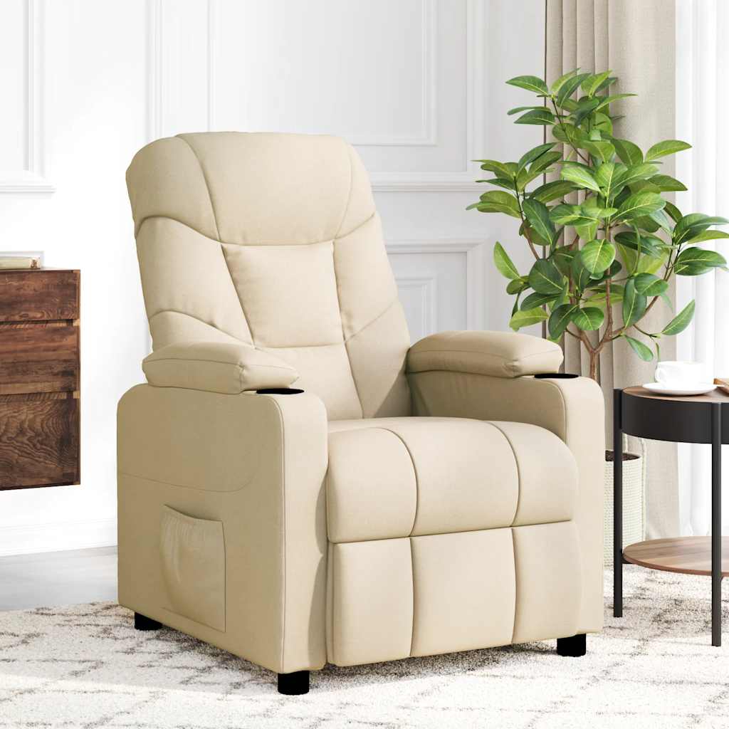 Massage chair, cream-colored, fabric