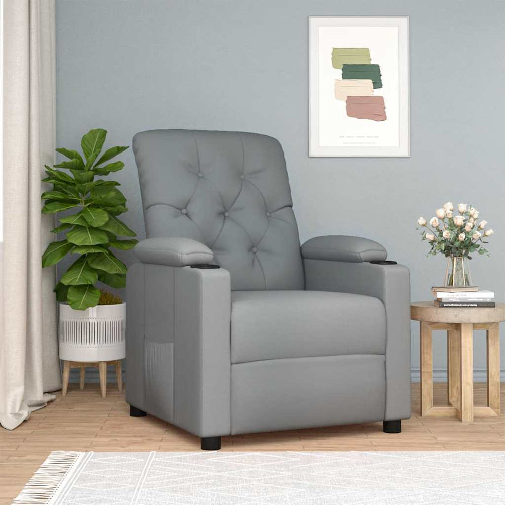 Recliner, light grey, fabric