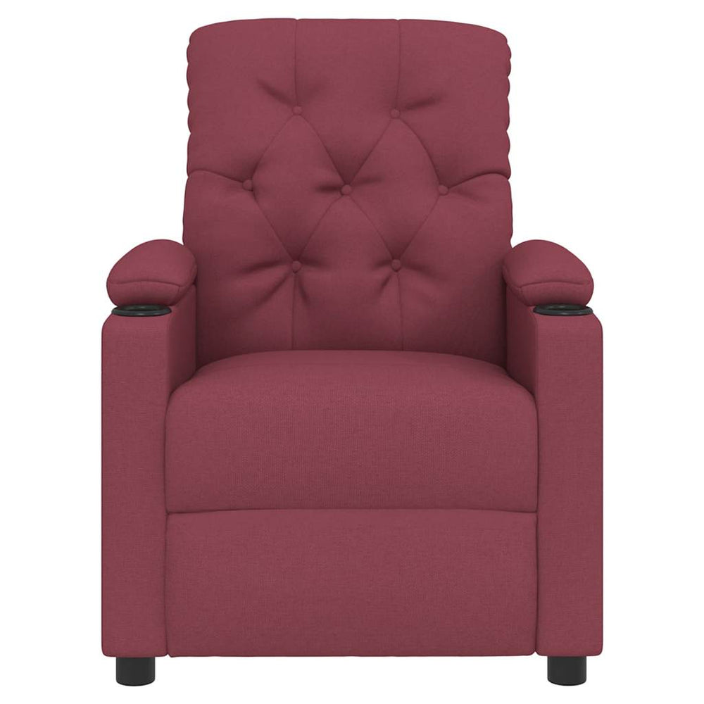 Recliner, burgundy, fabric