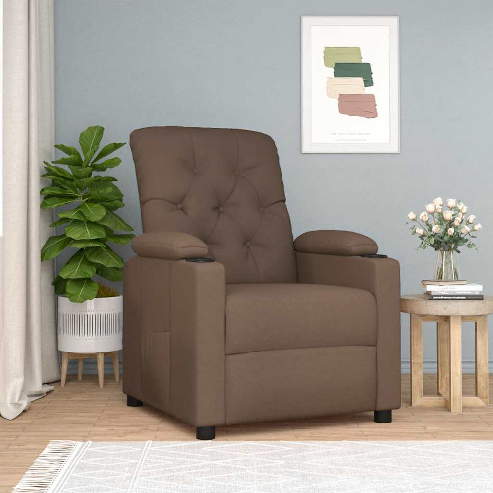 Reclining armchair, brown, fabric